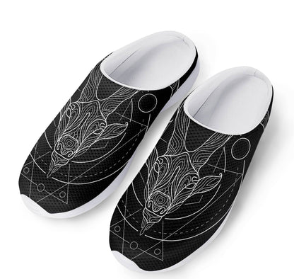 Black And White Capricorn Sign Print Mesh Casual Shoes