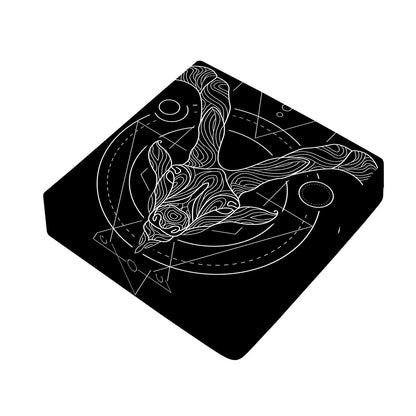 Black And White Capricorn Sign Print Outdoor Seat Cushion Cover