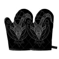 Black And White Capricorn Sign Print Oven Mitts