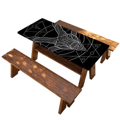Black And White Capricorn Sign Print Picnic Table Cover