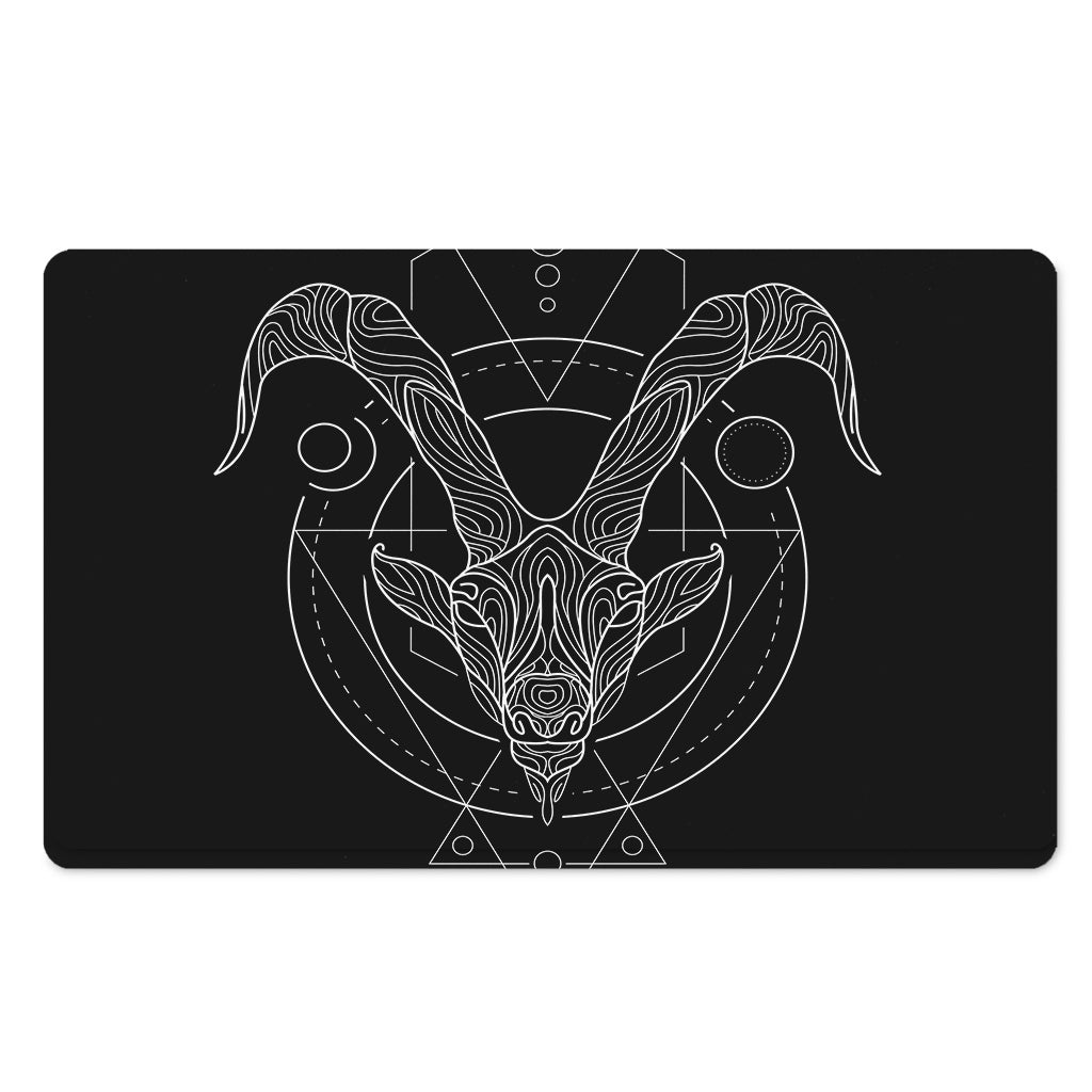 Black And White Capricorn Sign Print Polyester Doormat