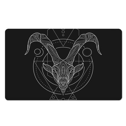 Black And White Capricorn Sign Print Polyester Doormat
