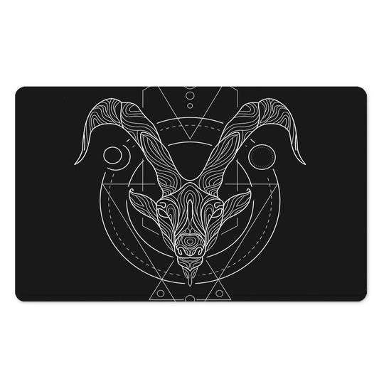 Black And White Capricorn Sign Print Polyester Doormat