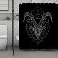 Black And White Capricorn Sign Print Polyester Shower Curtain