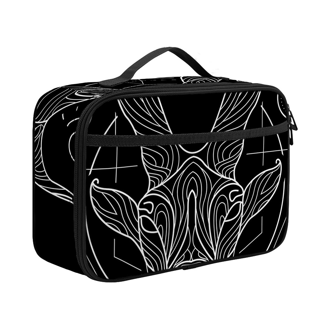 Black And White Capricorn Sign Print Portable Lunch Bag