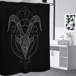 Black And White Capricorn Sign Print Premium Shower Curtain