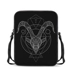 Black And White Capricorn Sign Print Rectangular Crossbody Bag