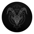 Black And White Capricorn Sign Print Round Blanket