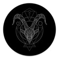 Black And White Capricorn Sign Print Round Floor Mat