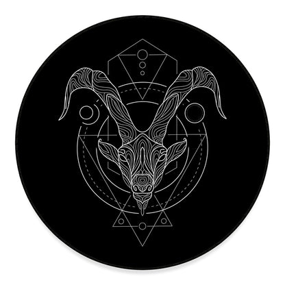 Black And White Capricorn Sign Print Round Floor Mat