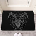 Black And White Capricorn Sign Print Rubber Doormat