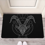Black And White Capricorn Sign Print Rubber Doormat