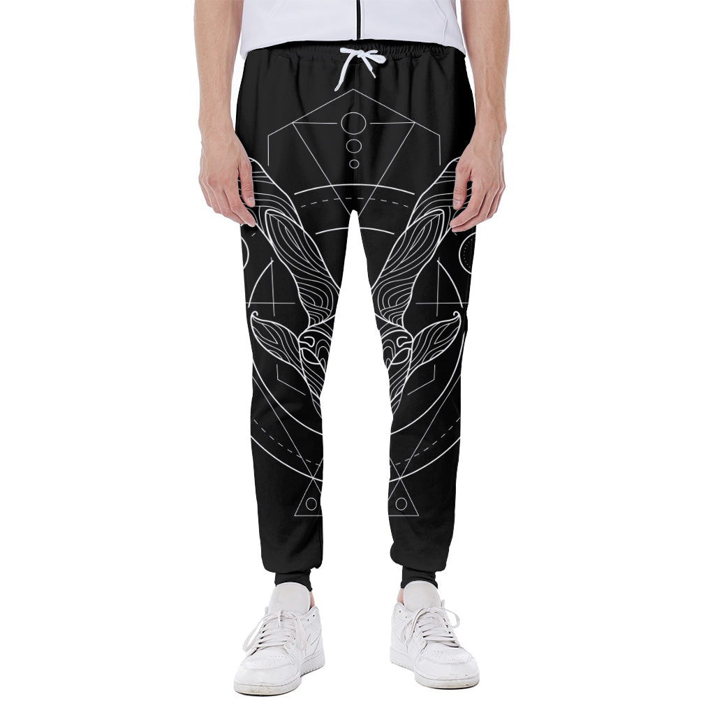 Black And White Capricorn Sign Print Scuba Joggers