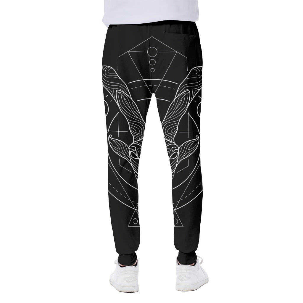 Black And White Capricorn Sign Print Scuba Joggers