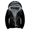 Black And White Capricorn Sign Print Sherpa Lined Zip Up Hoodie