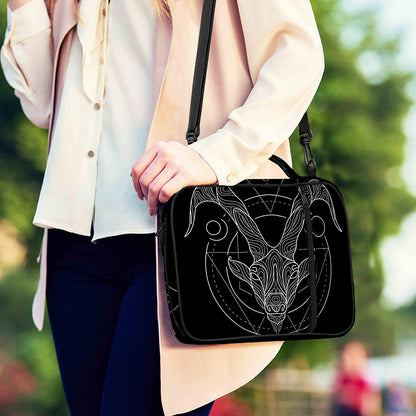 Black And White Capricorn Sign Print Shoulder Strap Bible Bag