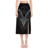 Black And White Capricorn Sign Print Side Slit Midi Skirt