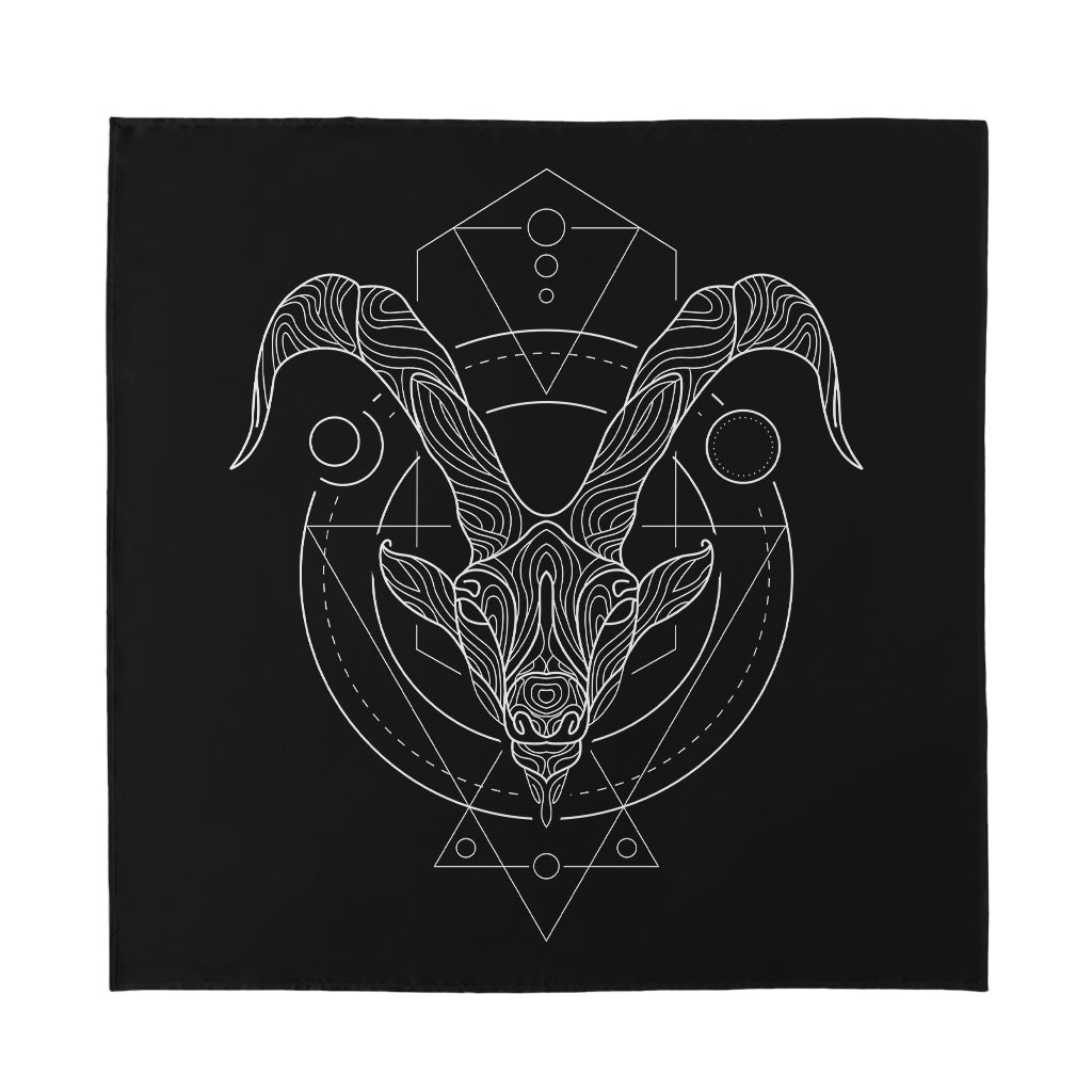 Black And White Capricorn Sign Print Silk Bandana