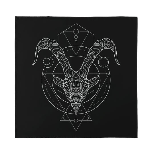 Black And White Capricorn Sign Print Silk Bandana