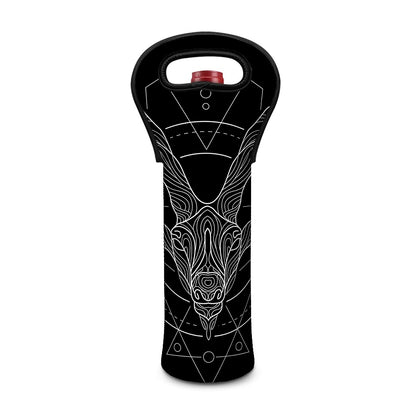 Black And White Capricorn Sign Print Single Neoprene Wine Tote