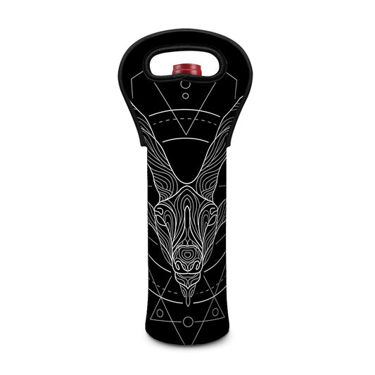 Black And White Capricorn Sign Print Single Neoprene Wine Tote