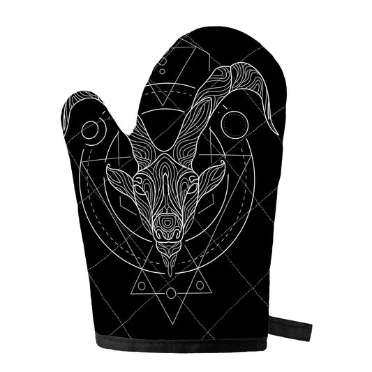 Black And White Capricorn Sign Print Single Oven Mitt