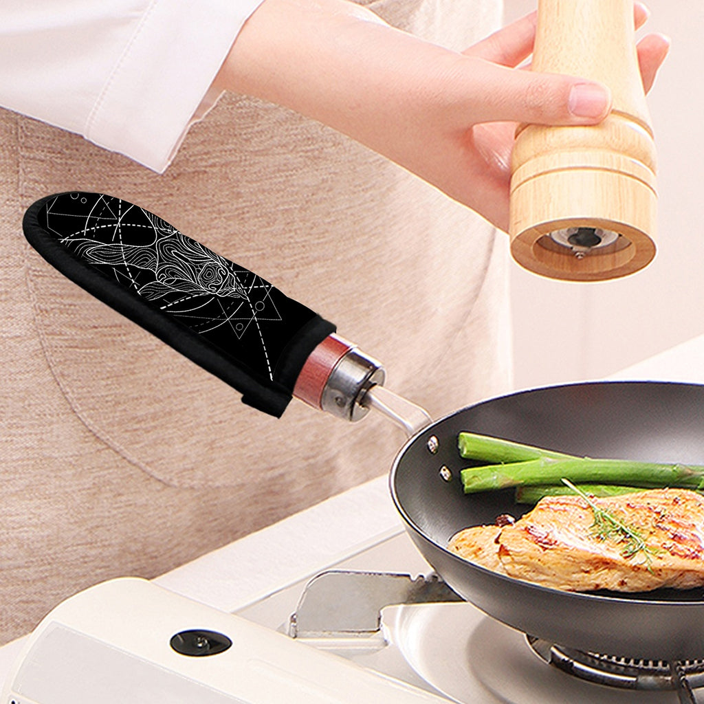 Black And White Capricorn Sign Print Skillet Handle Cover