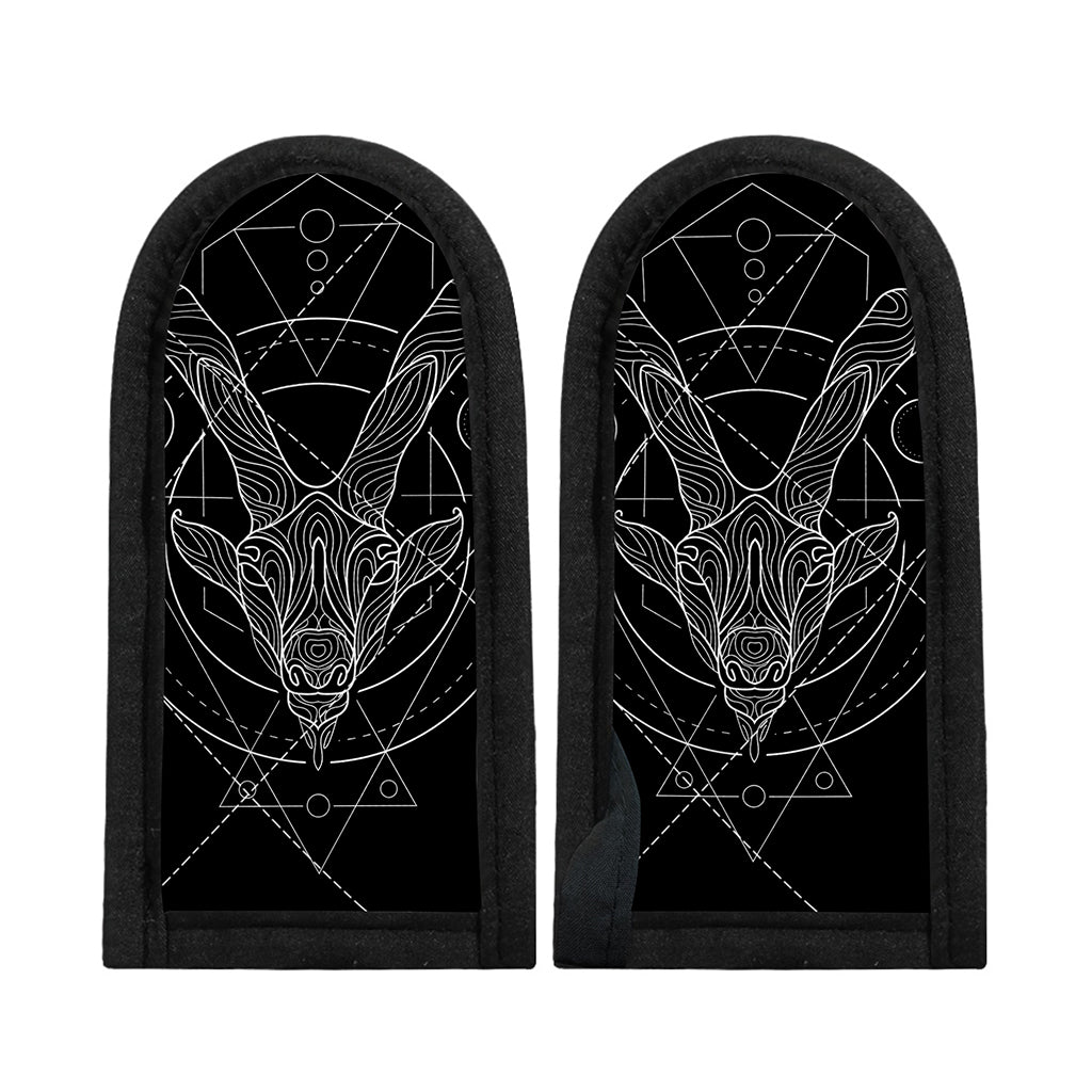 Black And White Capricorn Sign Print Skillet Handle Cover