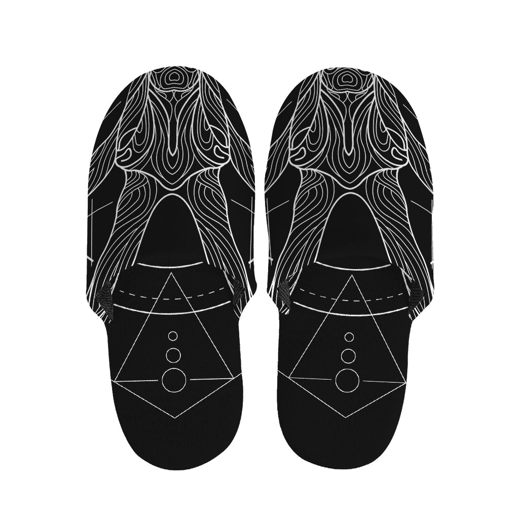 Black And White Capricorn Sign Print Slippers