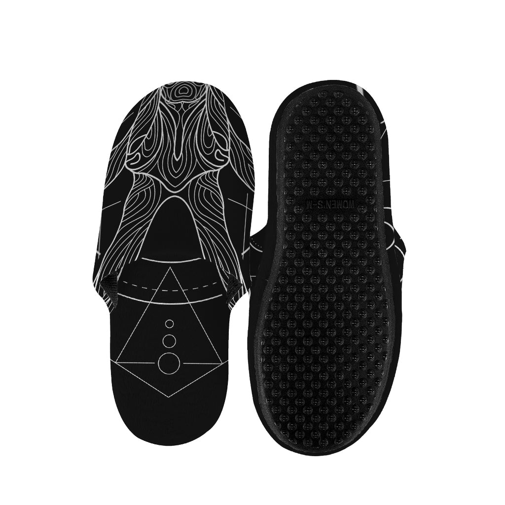 Black And White Capricorn Sign Print Slippers