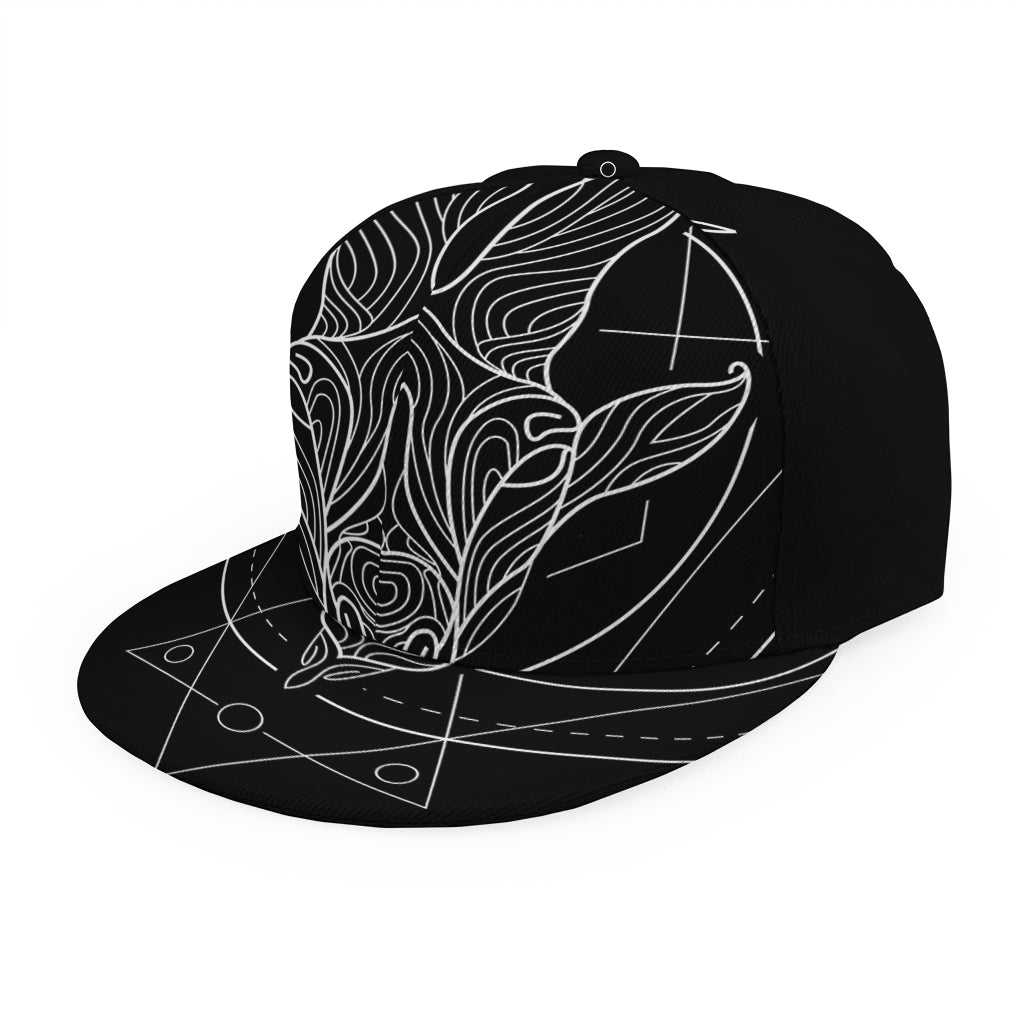 Black And White Capricorn Sign Print Snapback Cap