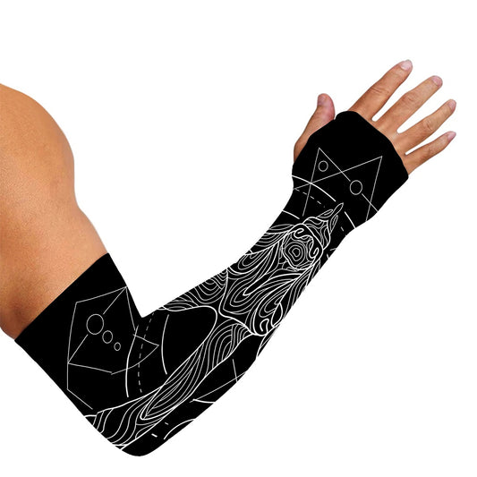 Black And White Capricorn Sign Print Sun Protection Arm Sleeves