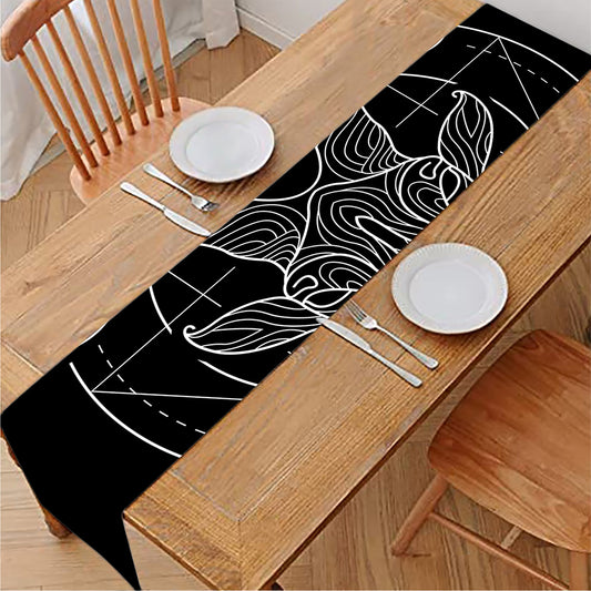Black And White Capricorn Sign Print Table Runner
