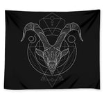 Black And White Capricorn Sign Print Tapestry