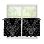 Black And White Capricorn Sign Print Tier Curtains