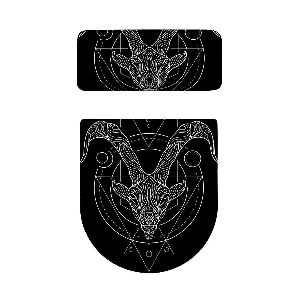Black And White Capricorn Sign Print Toilet Lid And Tank Cover Set
