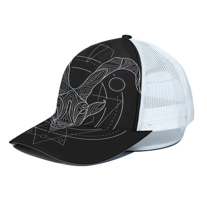 Black And White Capricorn Sign Print White Mesh Trucker Cap