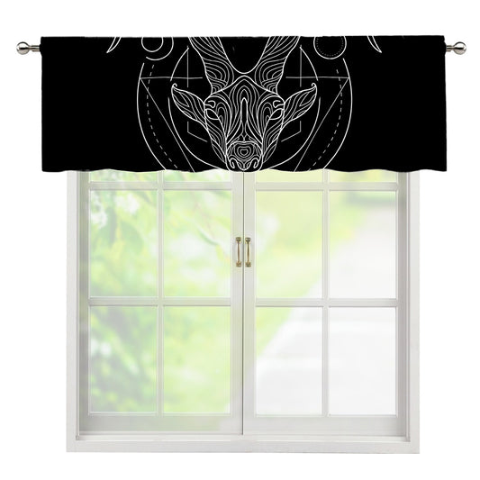 Black And White Capricorn Sign Print Window Valance
