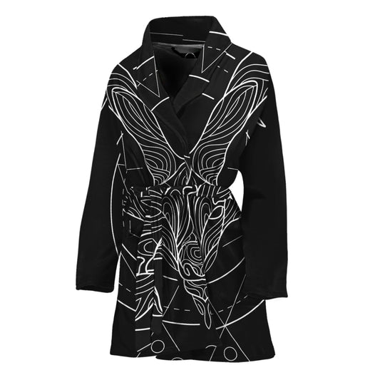 Black And White Capricorn Sign Print Women's Bathrobe