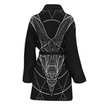 Black And White Capricorn Sign Print Women's Bathrobe