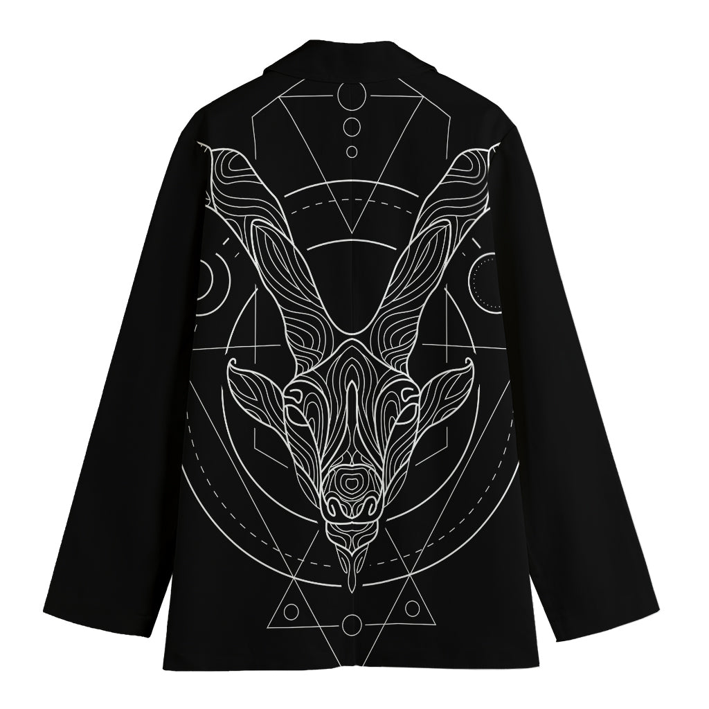 Black And White Capricorn Sign Print Women's Blazer