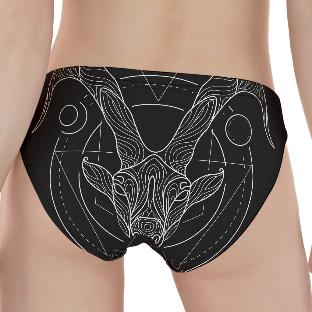 Black And White Capricorn Sign Print Women's Panties