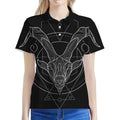 Black And White Capricorn Sign Print Women's Polo Shirt