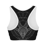 Black And White Capricorn Sign Print Women's Sports Bra
