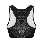 Black And White Capricorn Sign Print Women's Sports Bra