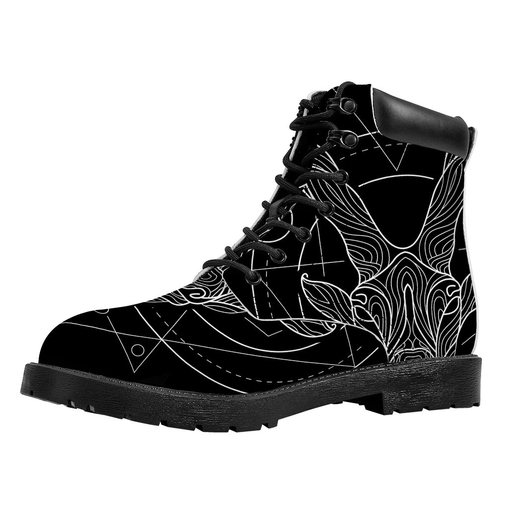 Black And White Capricorn Sign Print Work Boots