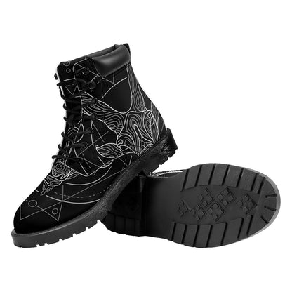 Black And White Capricorn Sign Print Work Boots