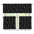 Black And White Carrot Pattern Print 3 Piece Kitchen Curtains