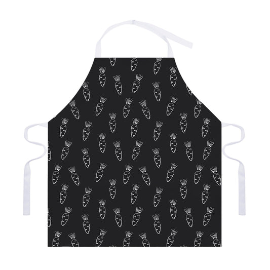Black And White Carrot Pattern Print Adjustable Apron