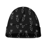 Black And White Carrot Pattern Print Beanie